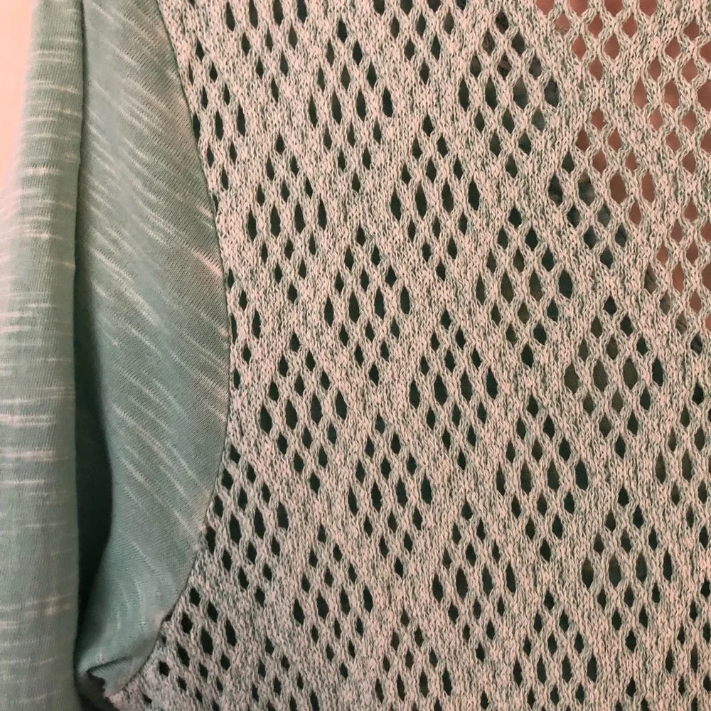 LUCKY BRAND Heathered Teal Top | Crochet Back | S - Picture 7 of 8